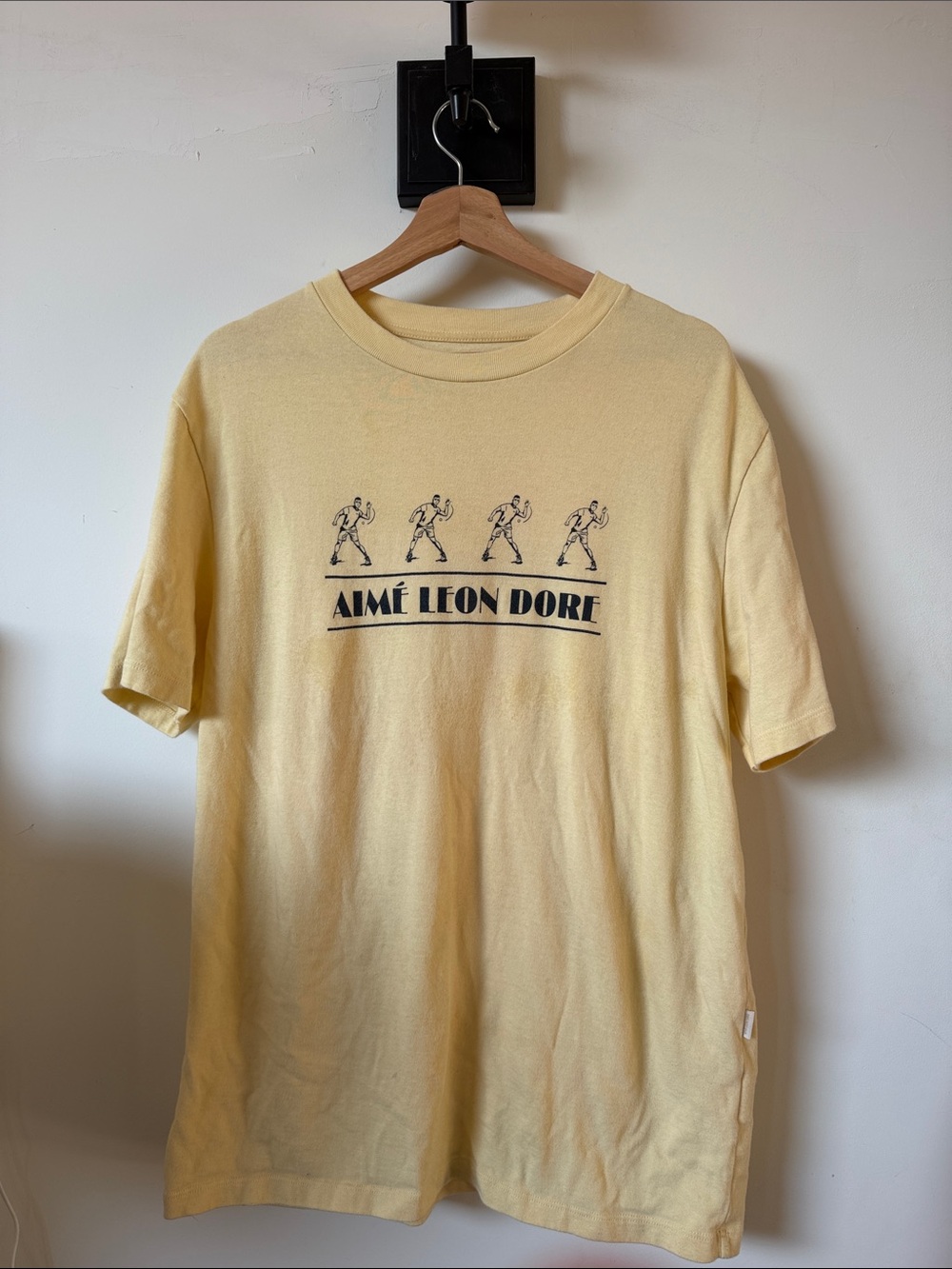 Aime Leon Dore Pale Yellow Logo Dancer Short-Sleeve Tee